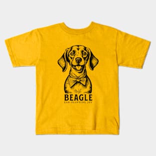 Beagle Ear Flopping Joy - Vintage Style Dog Art Kids T-Shirt